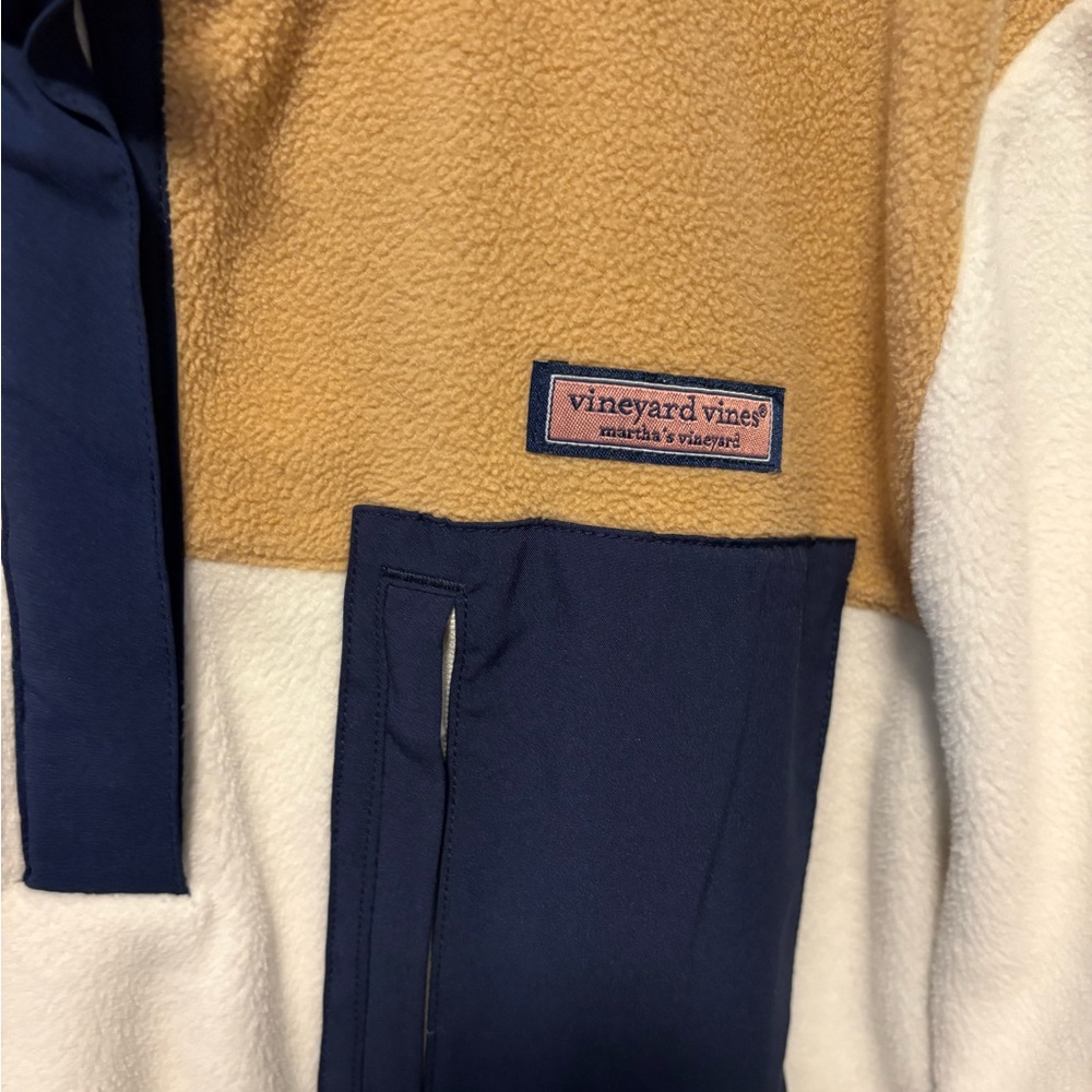 Vineyard Vines cream pullover 1/4 zip fleece sweatshirt women’s size l large - Picture 3 of 5